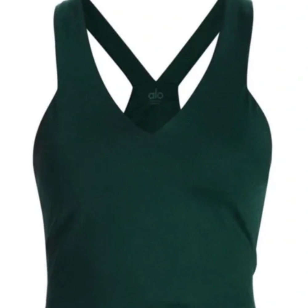 ALO Airbrush Real Bra Tank, like new, Medium, Emerald Green
